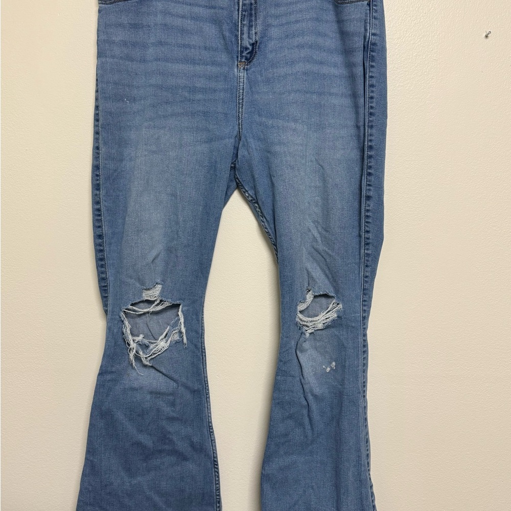 Hollister Curvy high rise vintage flare Women's Blue Distressed flare Jeans